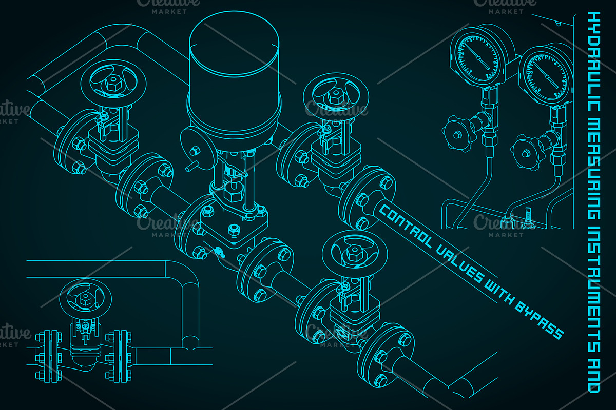 Industrial pipes and valves Set, an Illustration by Blacklight (Photo 6 of 6)