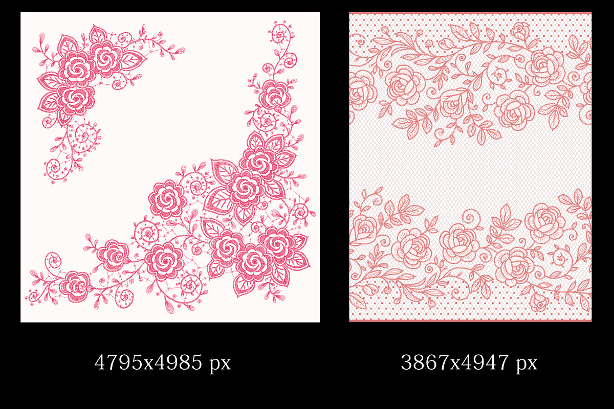 Lace roses frames and ribbons., a Pattern Graphic by Ajuga (Photo 4 of 7)