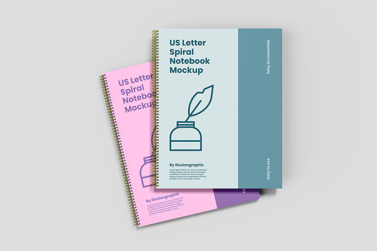 US Letter Spiral Notebook Mockup, a Books & Magazine Mockup by Illusiongraphic (Photo 5 of 32)