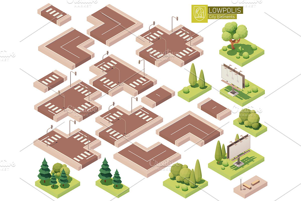 Isometric city map elements, an Object Graphic by tele52 (Photo 21 of 72)