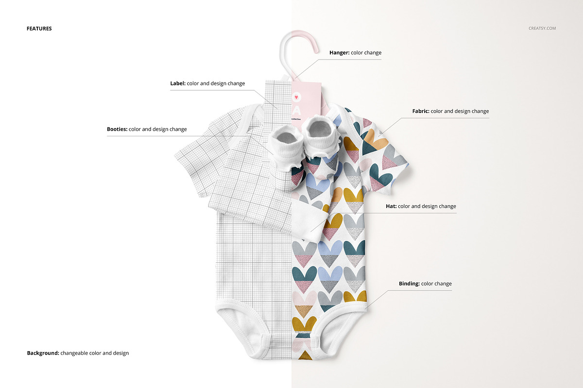 Hat Booties Onesie Mockup (24/LFv.2), a Hat Mockup by creatsy5 (Photo 3 of 8)
