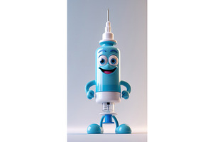 Cartoon syringe character with, an Illustration by tilialucida