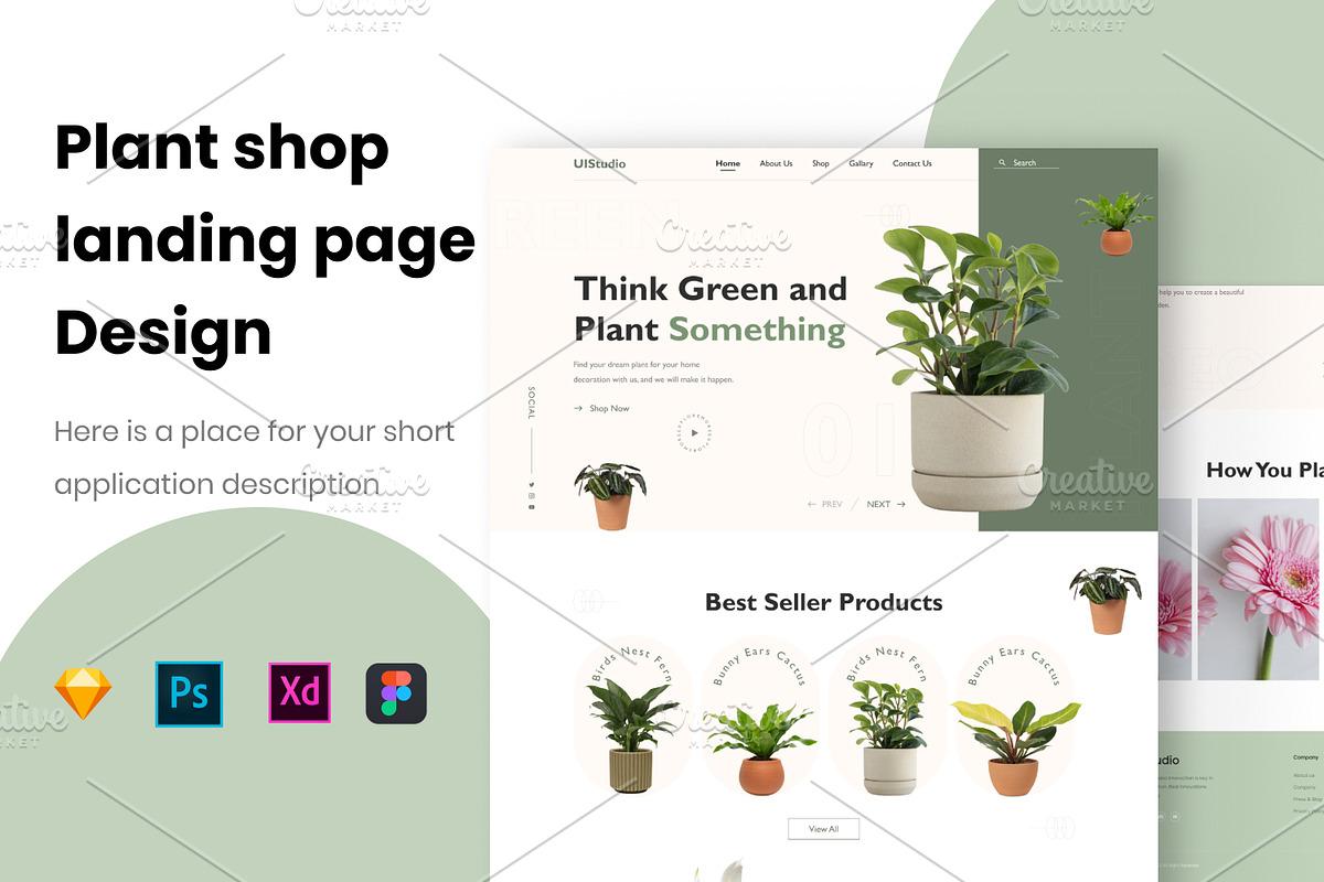 Planting Shop Website Template, a Landing Page Template by uiwarrior (Photo 1 of 3)