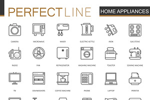 Home Appliances Household Line Icons