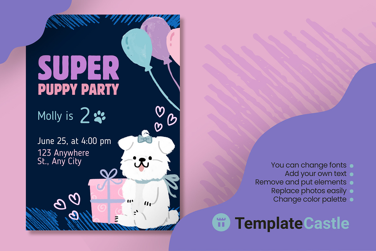 Adorable Super Puppy Party, a Design Template by TemplateCastleStore (Photo 3 of 3)