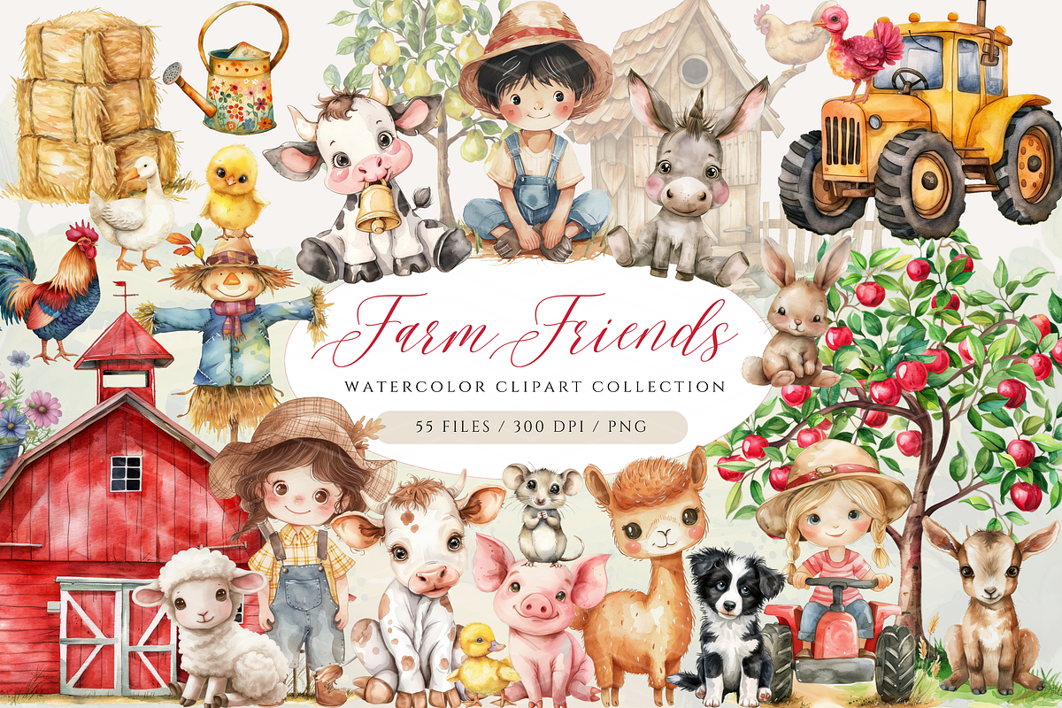 Cute Farm Animals Clipart, an Animal Illustration by ClipArtCharm (Photo 1 of 5)