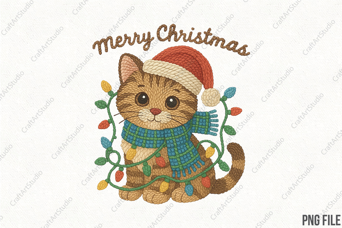 Crochet Christmas Kitten PNG, an Illustration by CraftArtStudio (Photo 1 of 4)