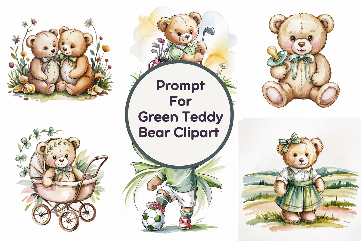 Prompt for Green Teddy Bear Clipart, a Graphic by Milano Creative (Photo 1 of 4)