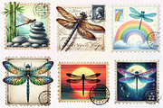 Dragonfly Postage Stamps Clipart, an Illustration by CreationArt (Thumbnail 4 of 5)