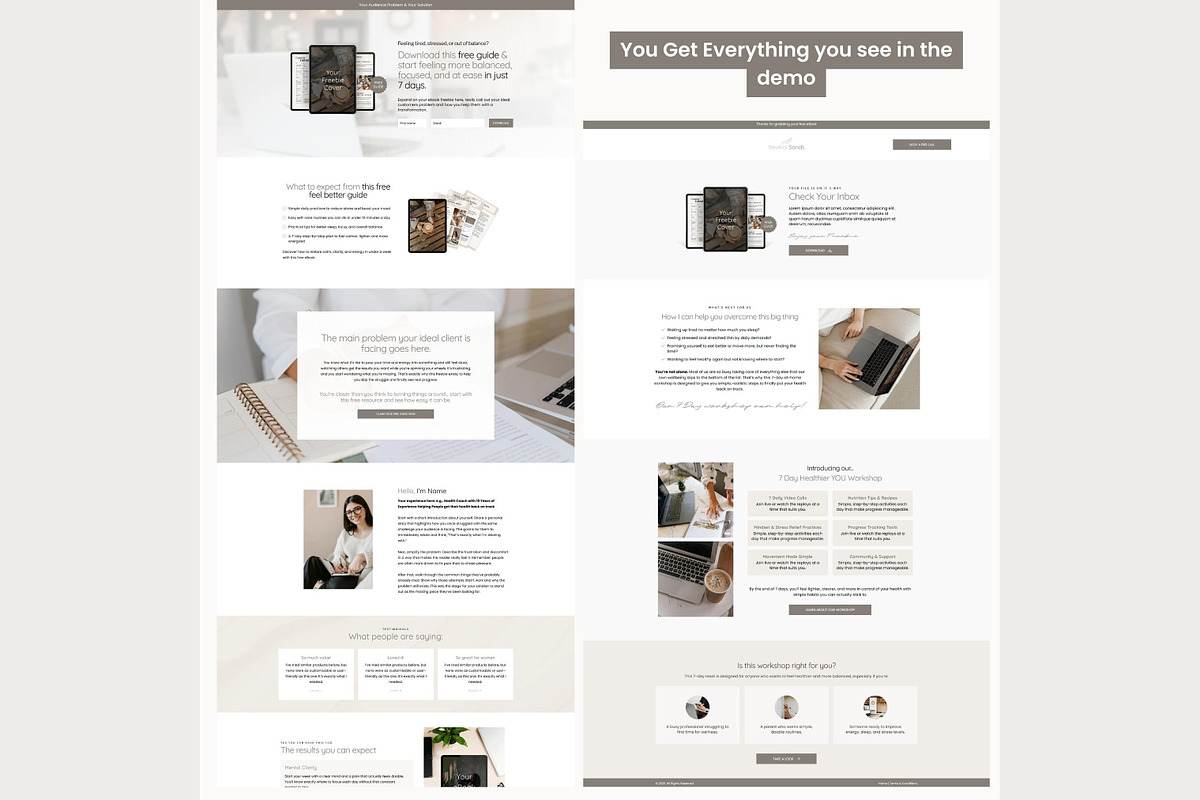 Systeme.io Neutral Sands Lead Funnel, a Landing Page Template by Hayley's Digital Hub (Photo 6 of 10)
