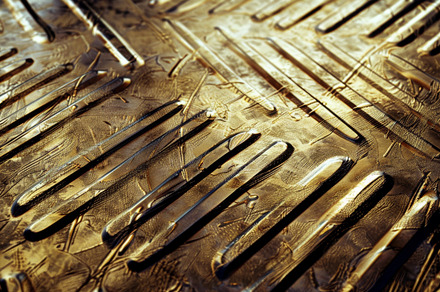 Grooved Gold Metal Surface with Geometric Patterns, an Abstract Photo by Natalia Klenova's Shop