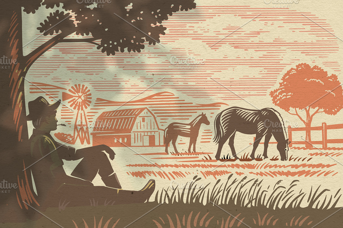 Vintage village vector. Vol2., an Animal Illustration by bioraven (Photo 3 of 18)