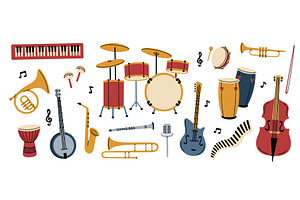 Cartoon musical instruments, an Object Illustration by YummyBuum