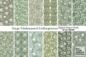 Sage Green Distressed Cottagecore