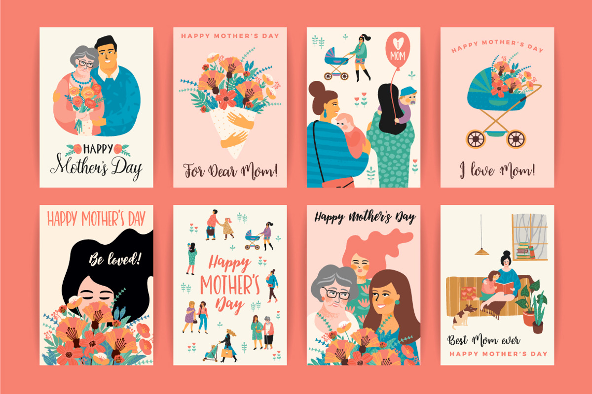 Mother's day card templates, a Decorative Illustration by Nadia Grapes (Photo 3 of 3)