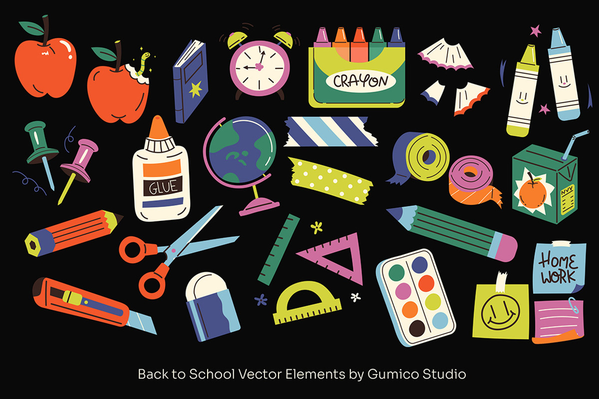 Back To School Vector Elements, an Object Graphic by Gumico Studio. (Photo 3 of 3)
