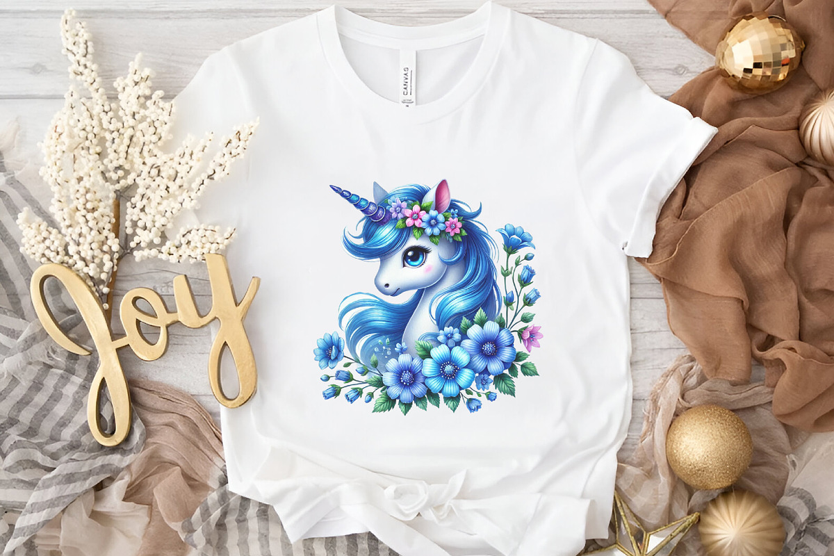 Unicorn with Flower Clipart, a Seasonal Illustration by DreamArtGraphic (Photo 3 of 5)