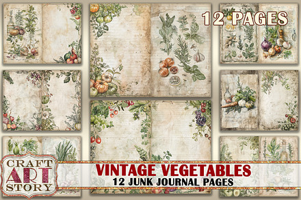 Vegetables Junk Journal Pages,retro, an Object Illustration by CraftArtStory