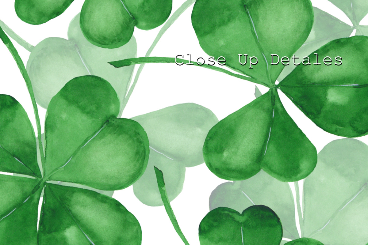 Watercolor Clover Pattern & Clipart, a Seasonal Illustration by Gribanessa (Photo 4 of 4)