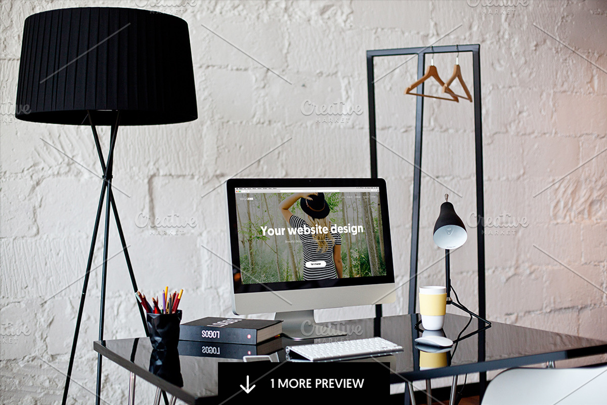 iMac B&W workspace - 6 photo mockups, a Mac Mockup by show it better (Photo 3 of 5)