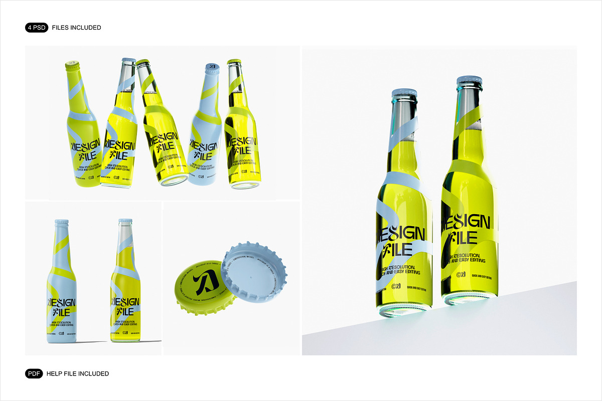 Soda / Beer Bottle Mockup Set, a Packaging Mockup by Renderteam (Photo 2 of 10)