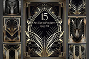 Gold Black Art Deco Wall Art Posters, an Illustration by VectorPanther (Thumbnail 1 of 8)