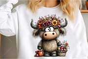 Whimsical Autumn Highland Cow PNG, a Seasonal Illustration by Canvas Craft (Thumbnail 5 of 10)