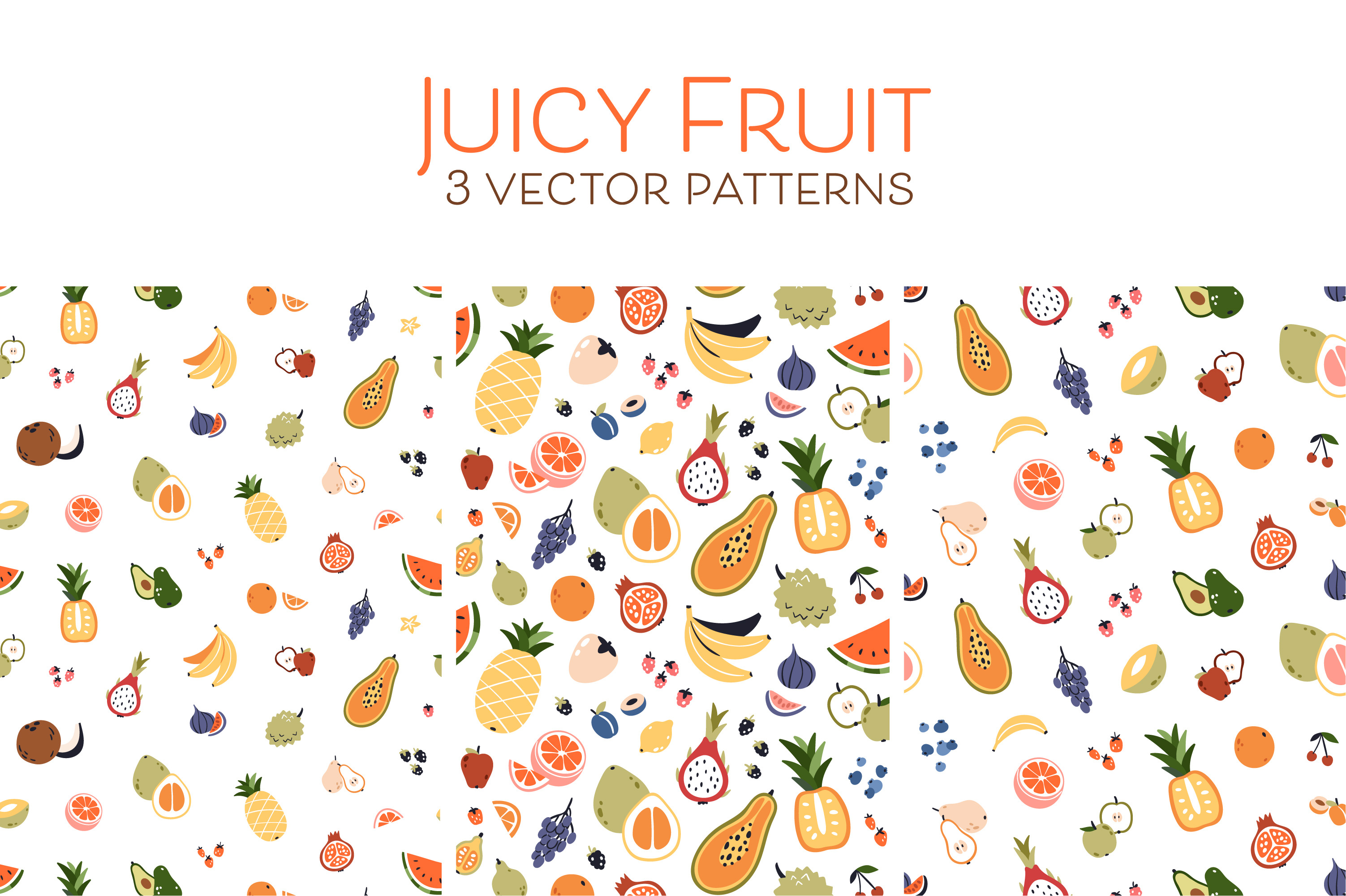 Fruits and berries seamless patterns, a Pattern Graphic by Good Studio