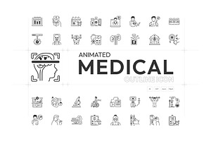 Animated Medical Icon Set, an Outline Icon by Prosymbols
