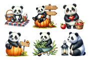 Autumn Panda Clipart Bundle, an Illustration by Daily.Designs (Thumbnail 2 of 5)