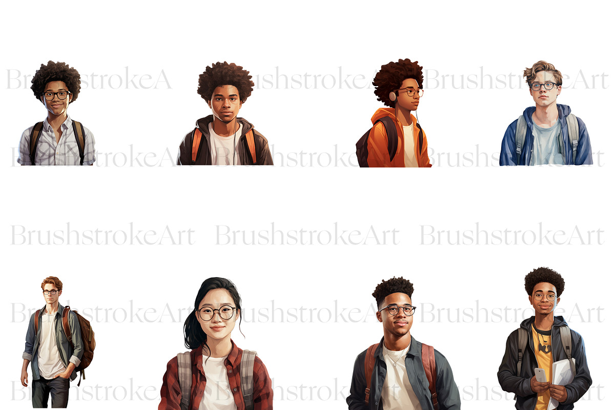 Students Clipart, College Girl, Teen, a Person Illustration by BrushstrokeArtGB (Photo 6 of 9)