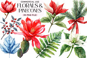 Festive Florals & Pinecones Clipart, an Illustration by Daily.Designs (Thumbnail 1 of 5)