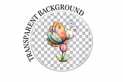 Cartoon Butterfly Flower Clipart, an Illustration by Watercolor design (Thumbnail 7 of 8)