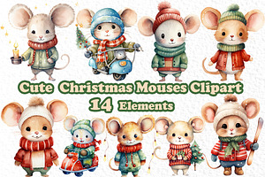 Christmas clipart, Cute little mouse