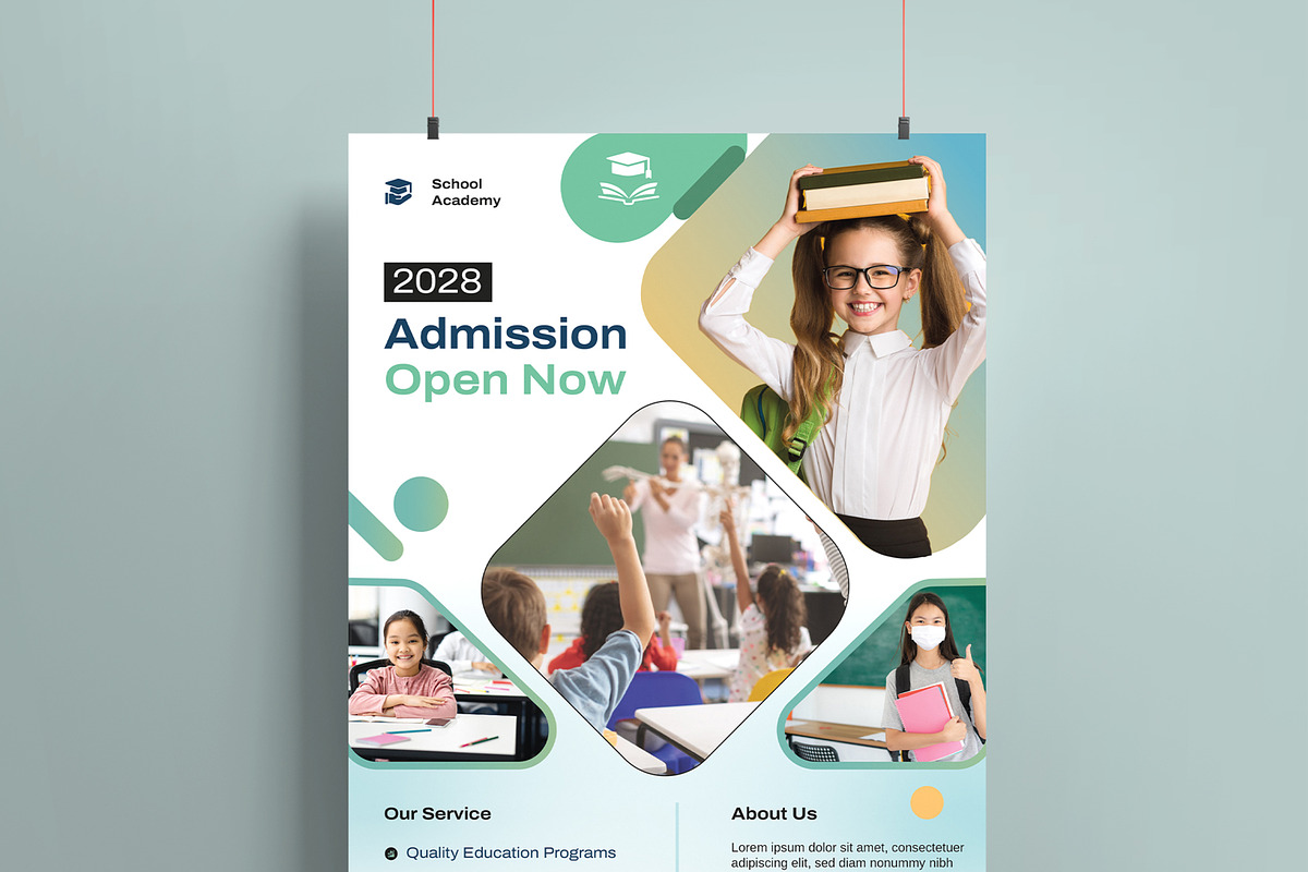School Admission Poster Template, a Flyer Template by MightyDesign (Photo 2 of 8)