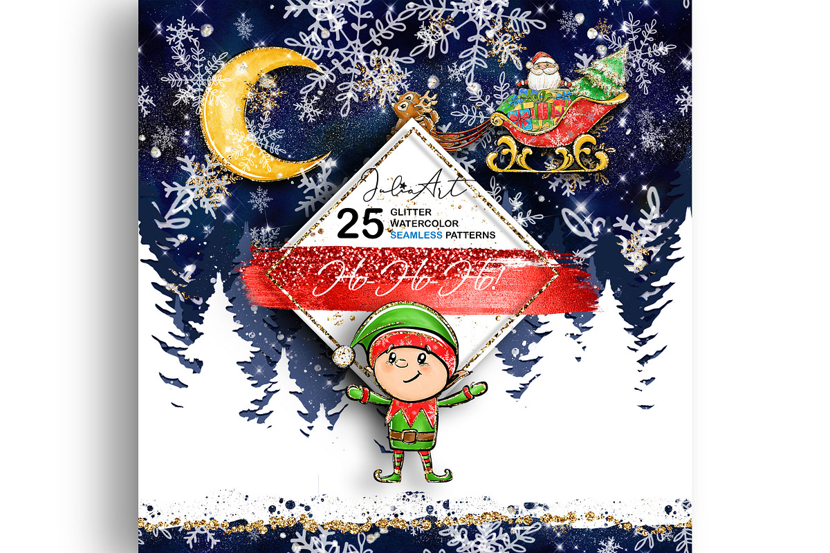 Ho-Ho-Ho christmas seamless patterns, a Pattern Graphic by JuliaStarArt-FantasyHome (Photo 8 of 12)