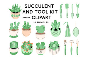 Succulent & Tool Clipart - Swiitery