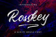 Rosskey - Brush Font, a Script Font by sancreastd. (Thumbnail 1 of 9)