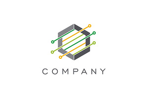 Hexagon Tech with Branches Dots Logo, a Branding & Logo Template by Buqancreative