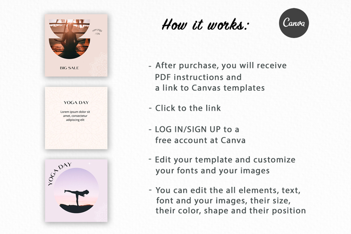 Instagram Yoga Templates Canva, a Social Media Template by SvetaArtStore