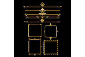Art deco golden frames and, an Object Graphic by pikepicture