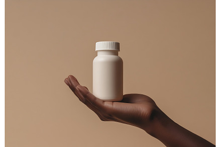 White supplement bottle held by hand, a Health & Medical Photo by Beautiful things