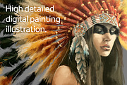 Indian woman in headdress, a Person Illustration by Infinity Creativity (Thumbnail 1 of 3)