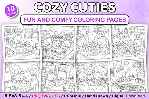 Cozy Cuties Fun and Comfy Coloring, a Decorative Illustration by Coco Bloom