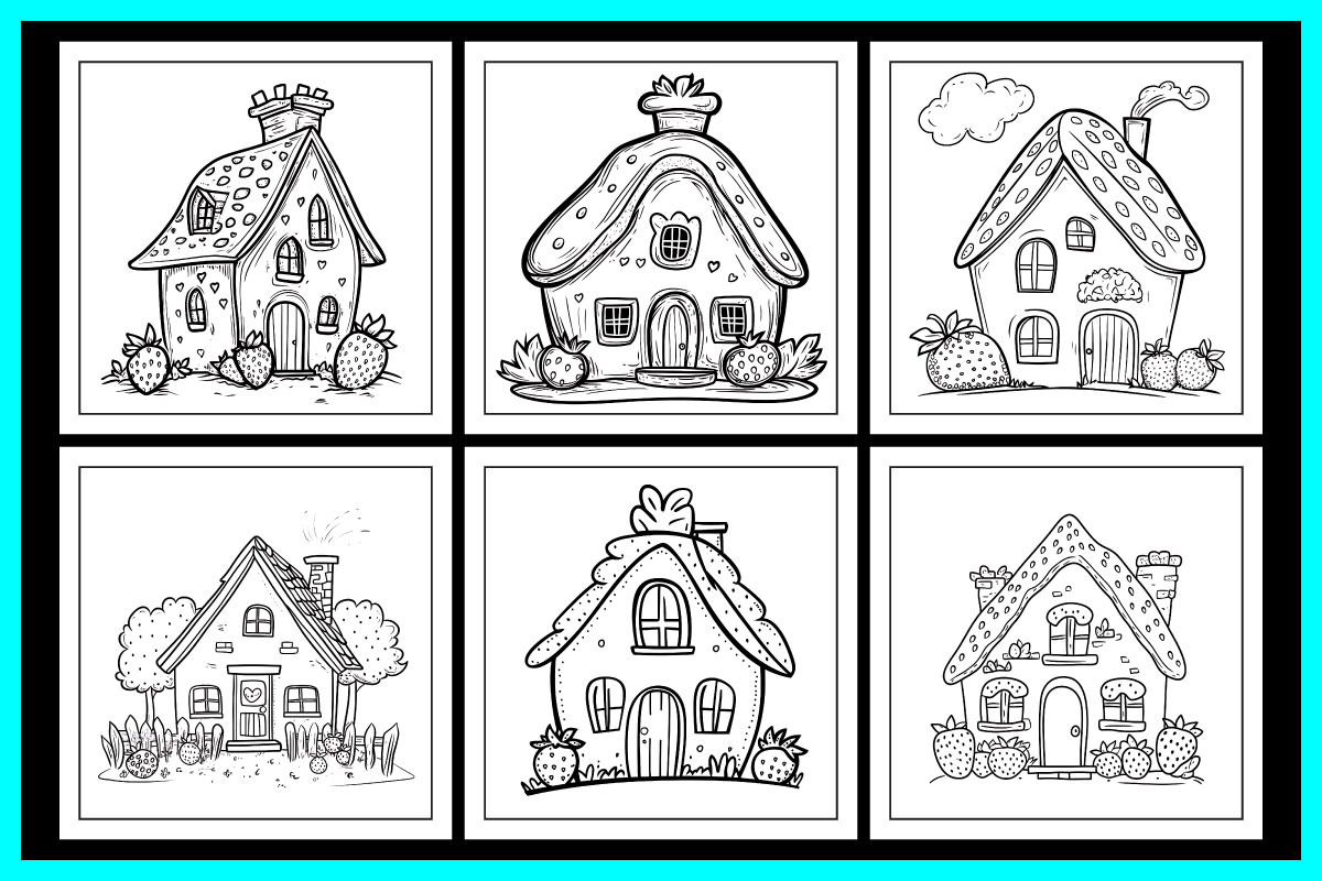 Strawberry House Coloring Book, an Object Illustration by protabsorkar11 (Photo 3 of 7)