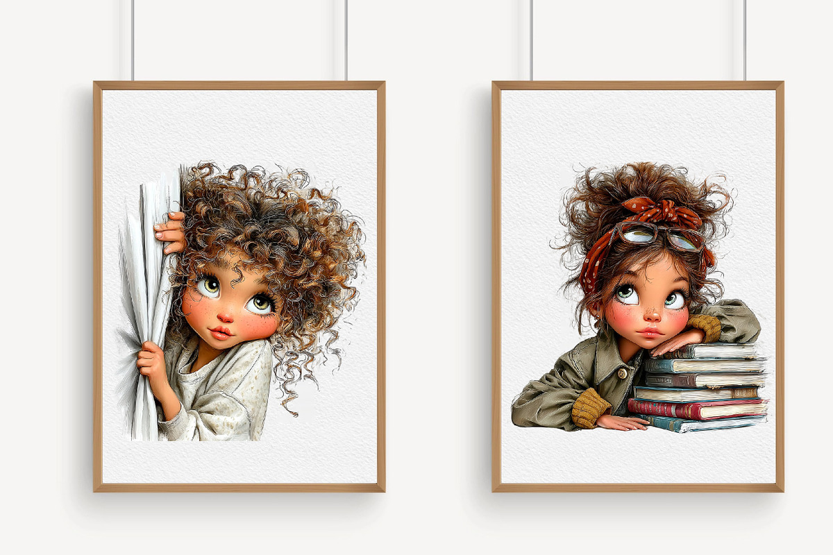 Whimsical Girl Peeking Clipart, an Illustration by Libby Wishes (Photo 7 of 7)