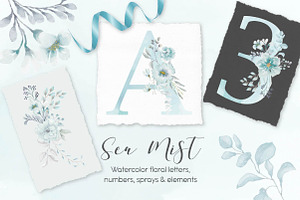 Sea Mist Watercolor Alphabet, an Illustration by fashionaddict
