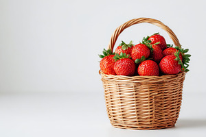 Fresh strawberries in a basket, a Food & Drink Photo by AlyaAnd