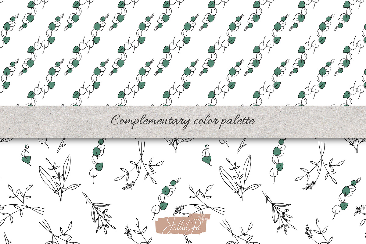 Doodle Eucalyptus botanical line art, a Pattern Graphic by JuDesign (Photo 2 of 7)
