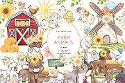 Farm Animals Clipart, an Animal Illustration by Masha  Studio (Thumbnail 1 of 9)